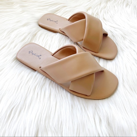 Padded criss cross strap sandals slides slip on - Picture 9 of 11